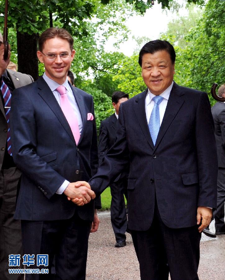 6月12日，中共中央政治局常委、中央書記處書記劉云山在赫爾辛基會見芬蘭總理卡泰寧。 新華社記者饒愛民攝